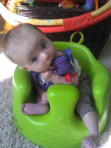 Baby Gwen in the Bumbo at 4 months!